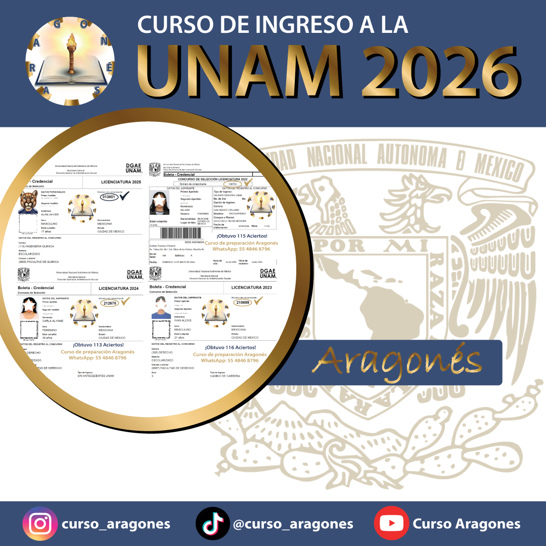 Curso de preparación para ingresar a la UNAM 2026.
